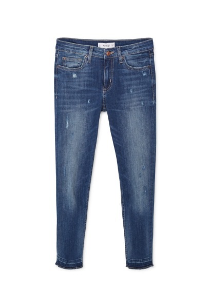 Crop Skinny Isa Jeans - style: skinny leg; length: standard; pattern: plain; pocket detail: traditional 5 pocket; waist: mid/regular rise; predominant colour: denim; occasions: casual; fibres: cotton - stretch; jeans detail: whiskering, shading down centre of thigh; texture group: denim; pattern type: fabric; season: a/w 2015