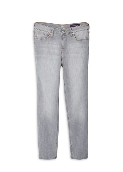 Straight Fit Theresa Jeans - style: straight leg; length: standard; pattern: plain; pocket detail: traditional 5 pocket; waist: mid/regular rise; predominant colour: light grey; occasions: casual; fibres: cotton - stretch; jeans detail: whiskering, washed/faded; texture group: denim; pattern type: fabric; season: a/w 2015
