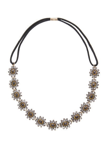 Faceted Crystal Hairband - predominant colour: gold; secondary colour: black; occasions: casual; embellishment: crystals/glass; size: standard; material: fabric; pattern: plain; style: headband; season: a/w 2015