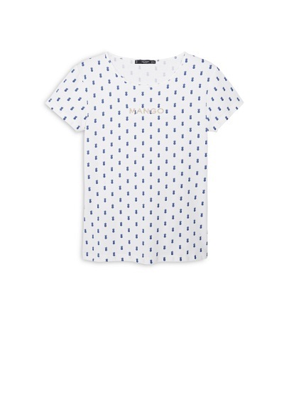 Logo Cotton T Shirt - style: t-shirt; pattern: polka dot; secondary colour: white; predominant colour: denim; occasions: casual; length: standard; fibres: cotton - 100%; fit: body skimming; neckline: crew; sleeve length: short sleeve; sleeve style: standard; pattern size: standard; texture group: jersey - stretchy/drapey; season: a/w 2015