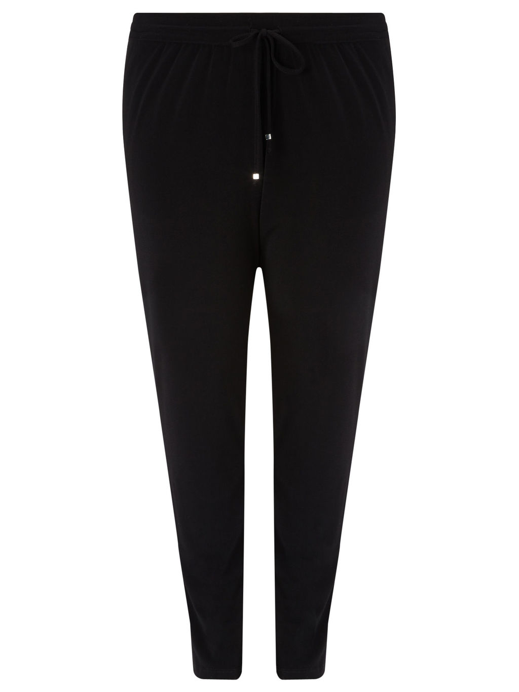 Plain Jersey Tie Waist Trouser - pattern: plain; style: harem/slouch; waist detail: belted waist/tie at waist/drawstring; waist: mid/regular rise; predominant colour: black; length: ankle length; fit: tapered; pattern type: fabric; texture group: jersey - stretchy/drapey; occasions: creative work; season: a/w 2015