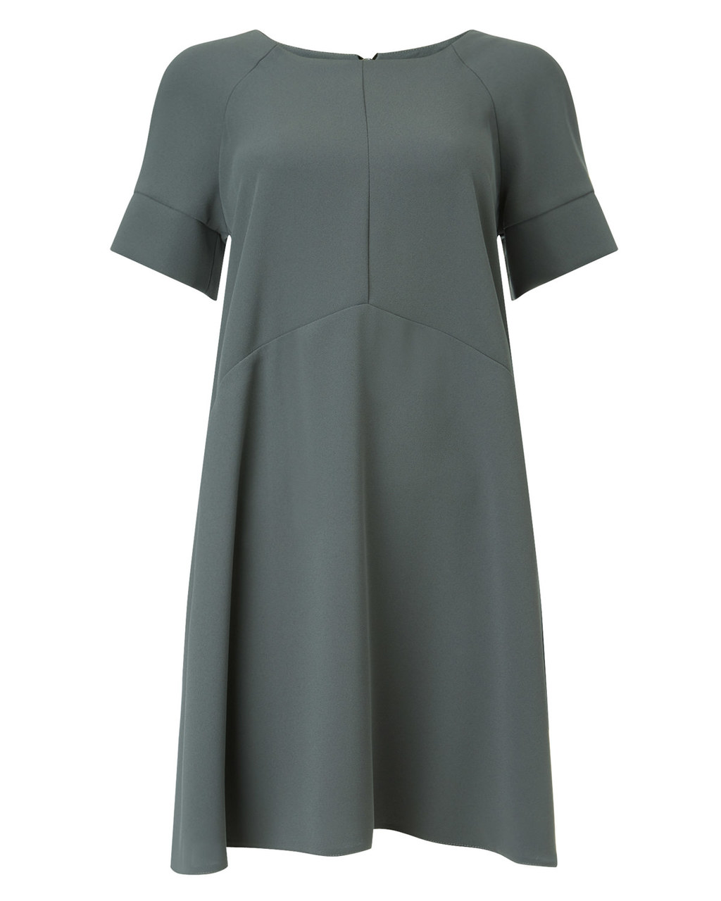 Zelda Dress - style: tunic; pattern: plain; predominant colour: charcoal; occasions: evening, creative work; length: just above the knee; fit: soft a-line; fibres: polyester/polyamide - 100%; neckline: crew; sleeve length: short sleeve; sleeve style: standard; texture group: crepes; pattern type: fabric; pattern size: standard; season: a/w 2015
