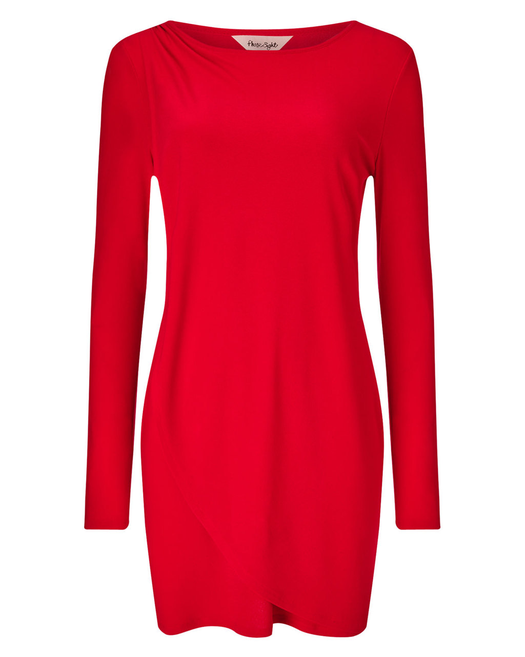 Dotty Draped Tunic - neckline: round neck; pattern: plain; style: tunic; predominant colour: true red; occasions: casual, creative work; fibres: cotton - 100%; fit: straight cut; length: mid thigh; sleeve length: long sleeve; sleeve style: standard; pattern type: fabric; texture group: jersey - stretchy/drapey; season: a/w 2015
