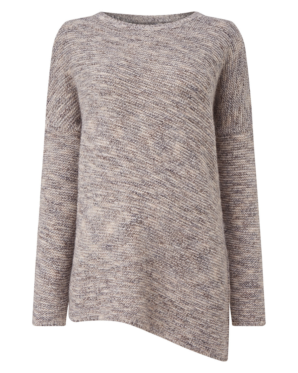Chunky Melinda Asymmetric Knit - pattern: plain; length: below the bottom; style: standard; predominant colour: lilac; occasions: casual, creative work; fibres: acrylic - mix; fit: loose; neckline: crew; sleeve length: long sleeve; sleeve style: standard; texture group: knits/crochet; pattern type: knitted - other; season: a/w 2015