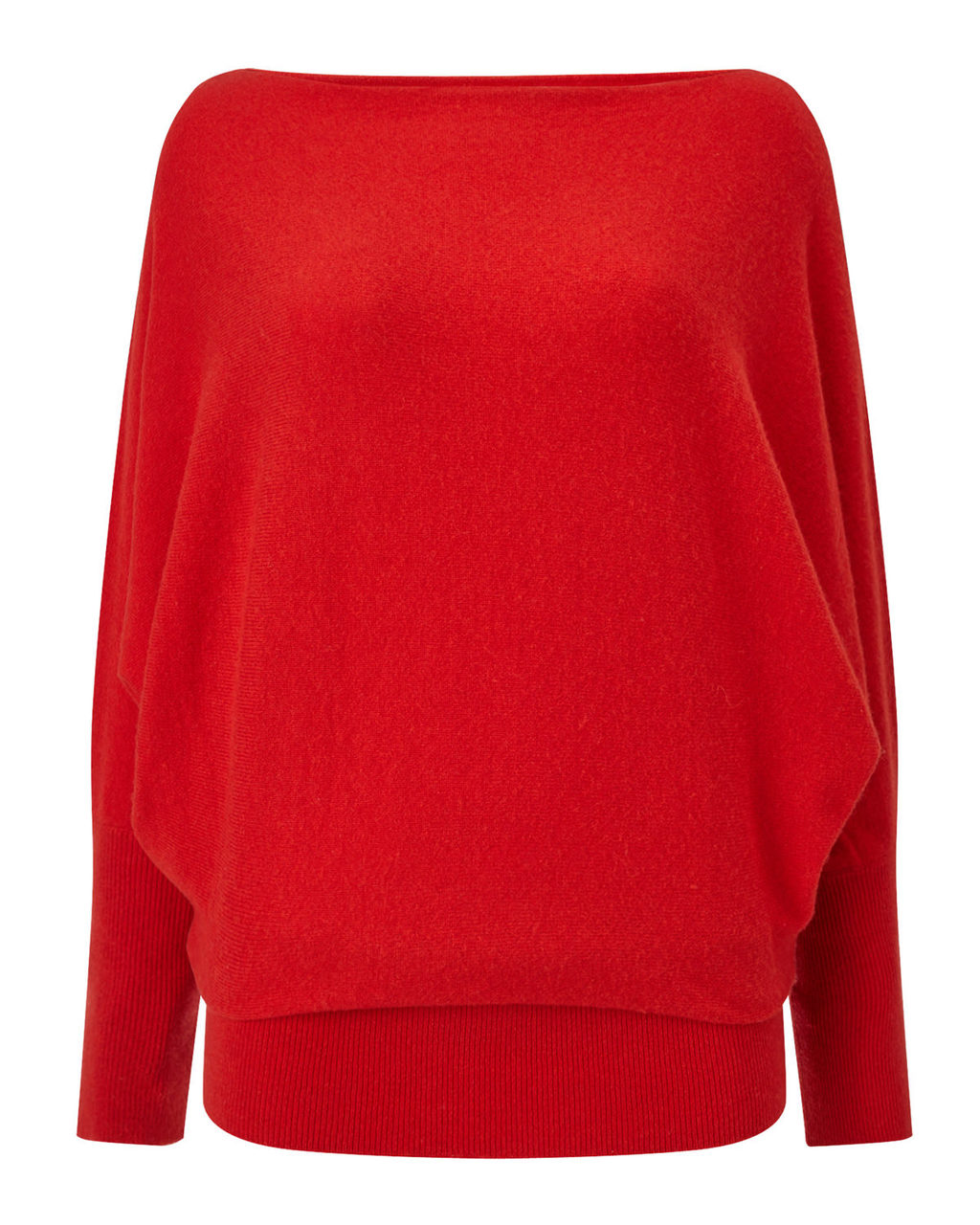 Britney Batwing Jumper - neckline: slash/boat neckline; sleeve style: dolman/batwing; pattern: plain; style: standard; predominant colour: true red; occasions: casual; length: standard; fibres: wool - mix; fit: loose; sleeve length: long sleeve; texture group: knits/crochet; pattern type: knitted - fine stitch; season: a/w 2015