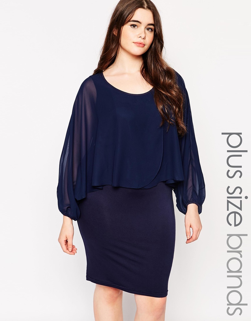 Shift Dress With Cape Overlay Navy - style: shift; sleeve style: angel/waterfall; pattern: plain; hip detail: fitted at hip; predominant colour: navy; occasions: evening; length: just above the knee; fit: body skimming; neckline: scoop; fibres: polyester/polyamide - stretch; bust detail: contrast pattern/fabric/detail at bust; sleeve length: long sleeve; texture group: jersey - clingy; pattern type: fabric; season: a/w 2015