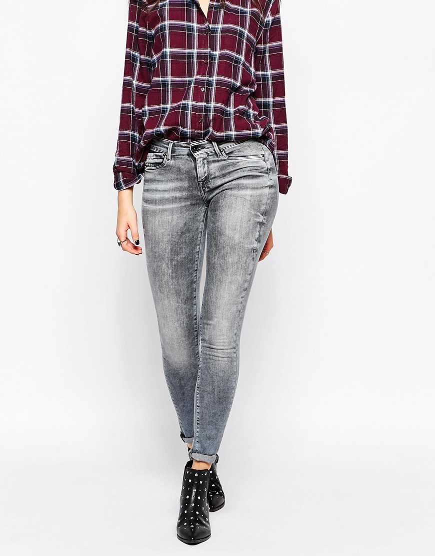 Harlequin Skinny Jeans Grey - style: skinny leg; pattern: plain; waist: low rise; pocket detail: traditional 5 pocket; predominant colour: mid grey; occasions: casual, evening; length: ankle length; fibres: cotton - stretch; texture group: denim; pattern type: fabric; season: a/w 2015