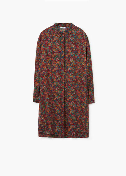 Printed Blouse - neckline: shirt collar/peter pan/zip with opening; style: blouse; predominant colour: burgundy; secondary colour: dark green; occasions: casual, creative work; fibres: viscose/rayon - 100%; fit: straight cut; length: mid thigh; sleeve length: long sleeve; sleeve style: standard; pattern type: fabric; pattern size: standard; pattern: patterned/print; texture group: other - light to midweight; multicoloured: multicoloured; season: a/w 2015