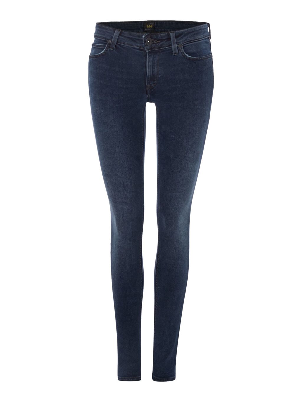 Scarlett Mid Rise Skinny Jean In Raven Blue, Denim Dark Wash - style: skinny leg; length: standard; pattern: plain; waist: low rise; pocket detail: traditional 5 pocket; predominant colour: navy; occasions: casual; fibres: cotton - stretch; texture group: denim; pattern type: fabric; season: a/w 2015