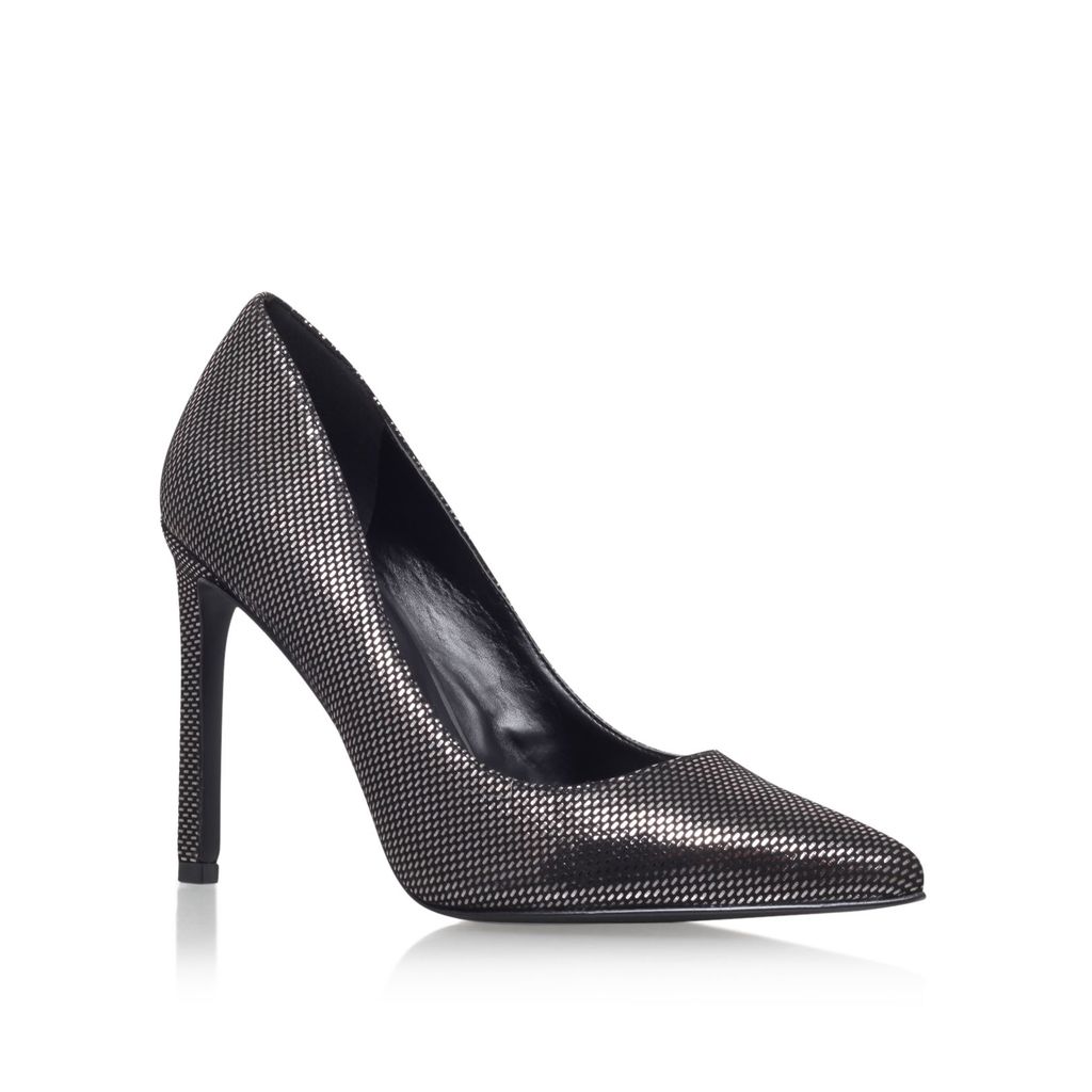 Tatiana2 High Heel Court Shoes, Silver - predominant colour: black; occasions: evening, occasion; material: leather; heel height: high; heel: stiletto; toe: pointed toe; style: courts; finish: plain; pattern: plain; season: a/w 2015