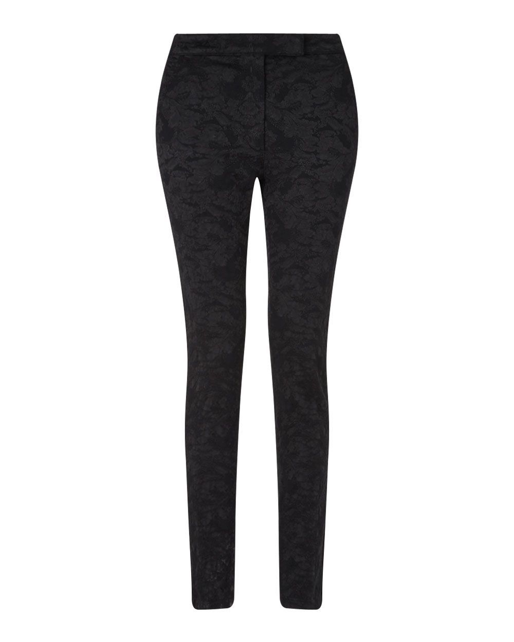 Jacquard Trouser, Black - length: standard; pattern: plain; waist: mid/regular rise; predominant colour: black; occasions: casual, creative work; fibres: cotton - mix; fit: skinny/tight leg; pattern type: fabric; texture group: brocade/jacquard; style: standard; season: a/w 2015