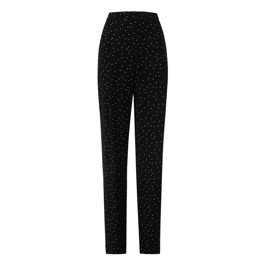 Monica, Cream - length: standard; style: peg leg; waist: high rise; pattern: polka dot; secondary colour: white; predominant colour: black; fibres: polyester/polyamide - 100%; trends: monochrome; fit: tapered; pattern type: fabric; texture group: woven light midweight; occasions: creative work; season: a/w 2015
