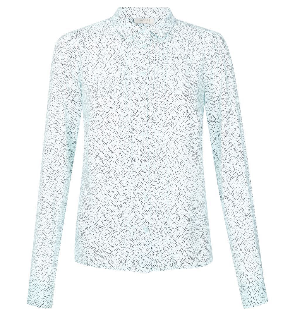 Natalia Shirt, Blue - neckline: shirt collar/peter pan/zip with opening; style: shirt; secondary colour: white; predominant colour: pale blue; occasions: casual; length: standard; fibres: silk - 100%; fit: body skimming; sleeve length: long sleeve; sleeve style: standard; pattern type: fabric; pattern size: standard; pattern: patterned/print; texture group: woven light midweight; multicoloured: multicoloured; season: a/w 2015