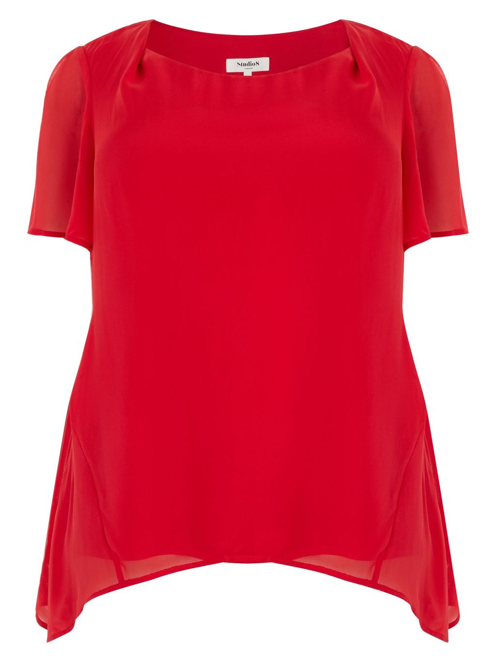 Charlie Tunic, Red - neckline: round neck; pattern: plain; length: below the bottom; predominant colour: true red; occasions: evening; style: top; fibres: silk - 100%; fit: loose; sleeve length: short sleeve; sleeve style: standard; texture group: silky - light; pattern type: fabric; pattern size: standard; season: a/w 2015