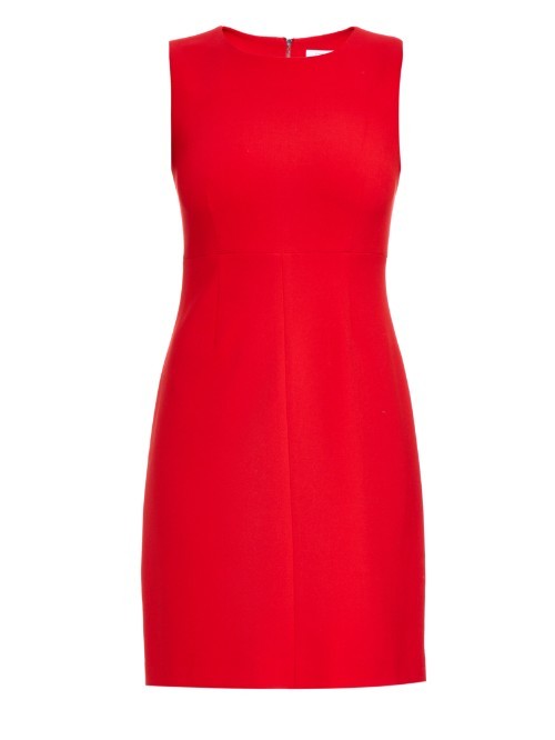 Carrie Dress - style: shift; length: mini; fit: tailored/fitted; pattern: plain; sleeve style: sleeveless; predominant colour: true red; occasions: evening, occasion; fibres: polyester/polyamide - stretch; neckline: crew; sleeve length: sleeveless; pattern type: fabric; texture group: other - light to midweight; season: a/w 2015
