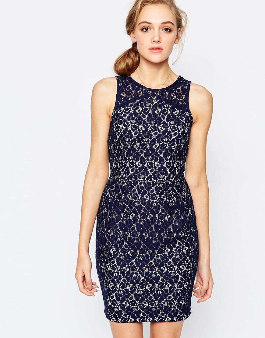 Lace Shift Dress Navy - length: mid thigh; fit: tight; sleeve style: sleeveless; style: bodycon; waist detail: fitted waist; predominant colour: navy; occasions: evening; fibres: cotton - stretch; neckline: crew; sleeve length: sleeveless; texture group: lace; pattern type: fabric; pattern size: big & busy; pattern: patterned/print; embellishment: lace; season: a/w 2015