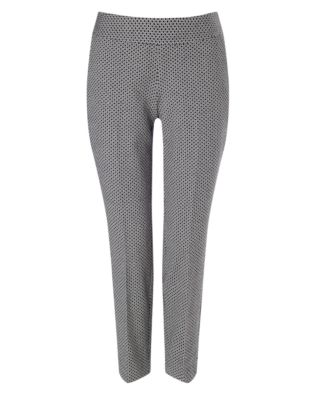 Fiona Mini Geo Trouser - style: capri; waist: mid/regular rise; secondary colour: light grey; predominant colour: black; length: ankle length; fit: slim leg; pattern type: fabric; pattern: patterned/print; texture group: woven light midweight; occasions: creative work; pattern size: light/subtle (bottom); season: a/w 2015