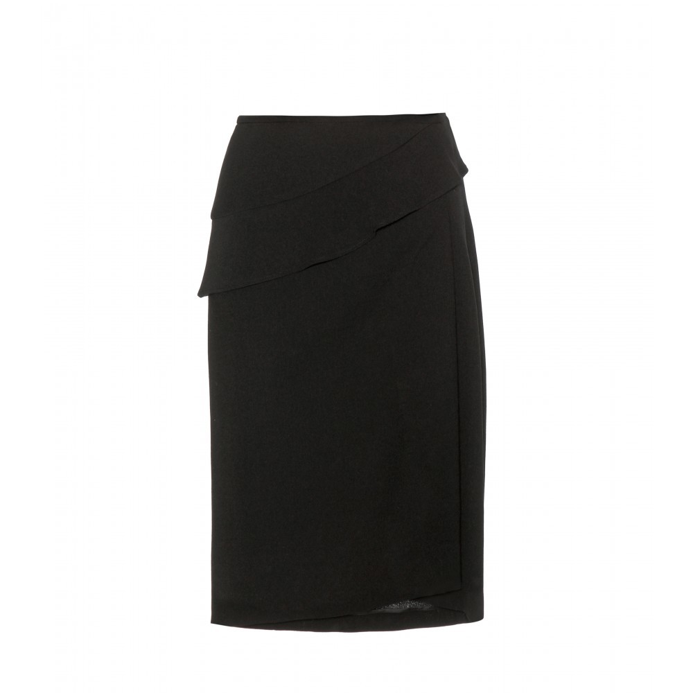 Wool Crêpe Skirt - pattern: plain; style: straight; waist: mid/regular rise; predominant colour: black; occasions: evening, occasion; length: just above the knee; fibres: wool - mix; texture group: crepes; fit: straight cut; pattern type: fabric; season: a/w 2015