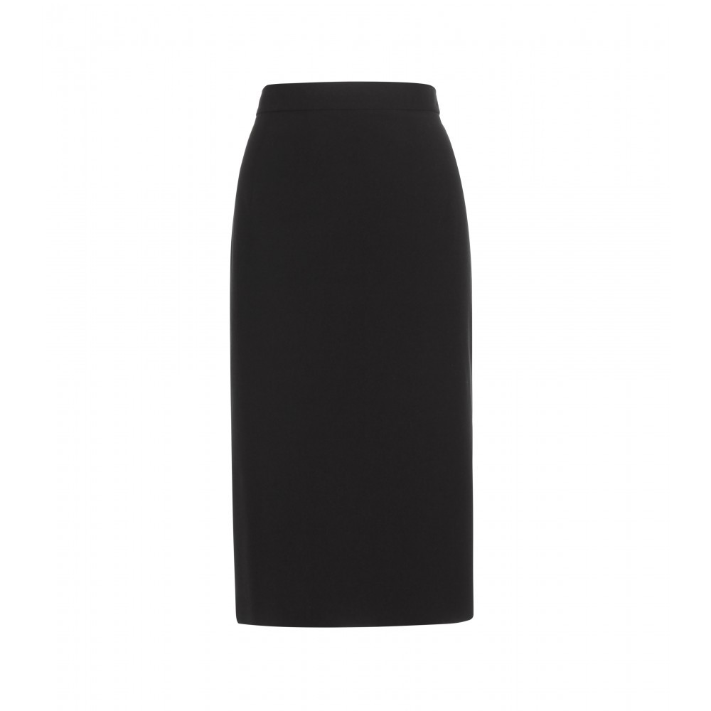 Cotton Crêpe Skirt - pattern: plain; style: straight; fit: tailored/fitted; waist: high rise; predominant colour: black; occasions: evening, work, creative work; length: on the knee; fibres: cotton - mix; waist detail: narrow waistband; texture group: crepes; pattern type: fabric; season: a/w 2015