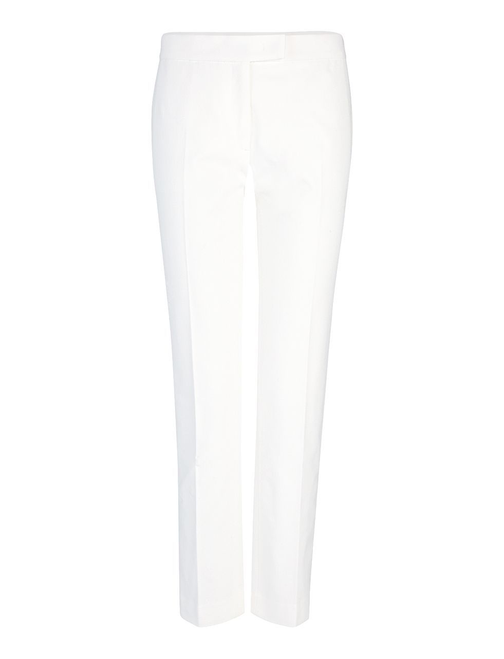 Gabardine Stretch Finley Trouser In Off White - length: standard; pattern: plain; waist: mid/regular rise; predominant colour: white; occasions: evening, creative work; fibres: cotton - mix; texture group: cotton feel fabrics; fit: straight leg; pattern type: fabric; style: standard; season: a/w 2015
