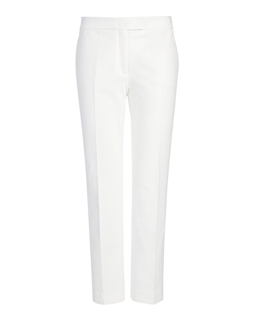 Gabardine Stretch Queen Trouser In Off White - pattern: plain; waist: mid/regular rise; predominant colour: white; occasions: evening, creative work; length: ankle length; fibres: polyester/polyamide - 100%; texture group: crepes; fit: slim leg; pattern type: fabric; style: standard; season: a/w 2015