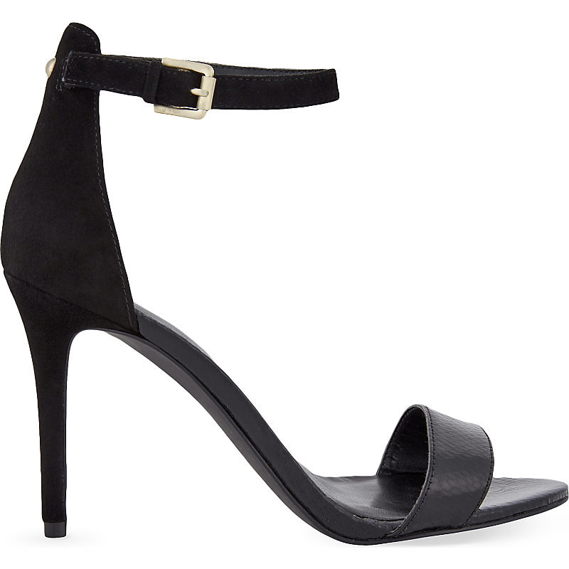 Mana Suede & Leather Heeled Sandals, Women's, Eur 39 / 6 Uk Women, Black - predominant colour: black; occasions: evening, occasion; material: suede; heel height: high; ankle detail: ankle strap; heel: stiletto; toe: open toe/peeptoe; style: strappy; finish: plain; pattern: plain; season: a/w 2015