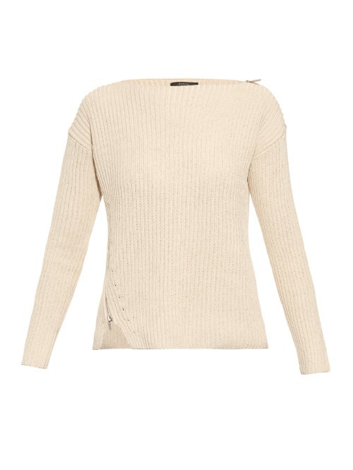 Cascia Sweater - neckline: slash/boat neckline; pattern: plain; style: standard; predominant colour: nude; occasions: casual; length: standard; fibres: cotton - 100%; fit: slim fit; sleeve length: long sleeve; sleeve style: standard; texture group: knits/crochet; pattern type: fabric; season: a/w 2015