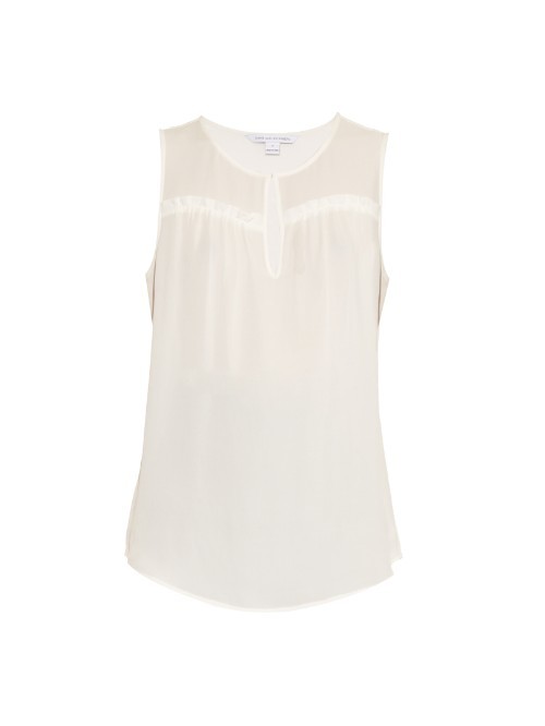 Dalton Top - neckline: round neck; pattern: plain; sleeve style: sleeveless; style: blouse; predominant colour: ivory/cream; occasions: casual, creative work; length: standard; fibres: silk - 100%; fit: body skimming; sleeve length: sleeveless; texture group: crepes; pattern type: fabric; season: a/w 2015
