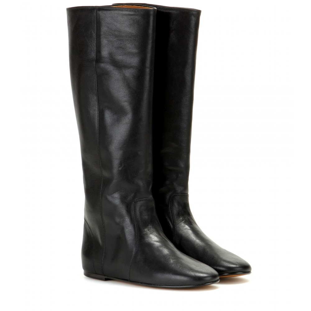 étoile Renee Leather Knee High Boots - predominant colour: black; occasions: casual, creative work; material: leather; heel height: flat; heel: standard; toe: round toe; boot length: knee; style: standard; finish: plain; pattern: plain; season: a/w 2015