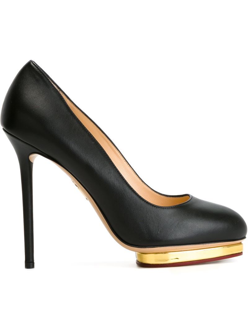 'dotty 125' Pumps, Women's, Size: 41, Black - secondary colour: gold; predominant colour: black; occasions: evening; material: leather; heel: stiletto; toe: round toe; style: courts; finish: plain; pattern: plain; heel height: very high; shoe detail: platform; season: a/w 2015