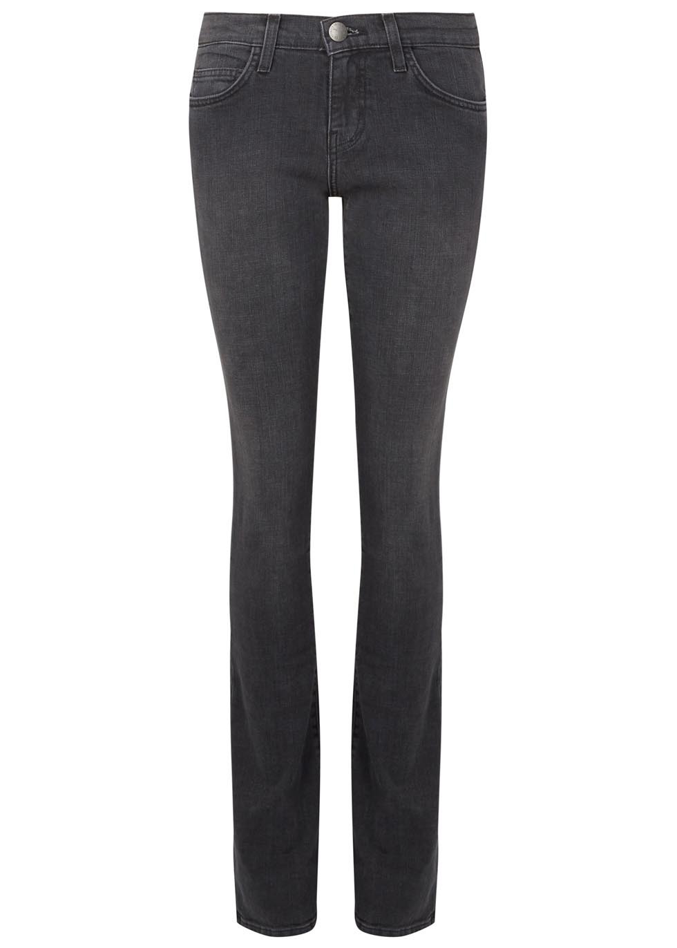 The Slim Boot Grey Bootcut Jeans Size W24 - style: bootcut; length: standard; pattern: plain; waist: low rise; pocket detail: traditional 5 pocket; predominant colour: charcoal; occasions: casual; fibres: cotton - stretch; texture group: denim; pattern type: fabric; season: a/w 2015; wardrobe: highlight