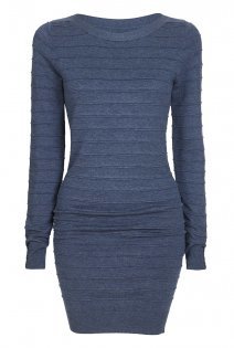 Tall Textured Stripe Knitted Tunic At - pattern: plain; length: below the bottom; style: tunic; predominant colour: denim; occasions: casual; fit: body skimming; neckline: crew; sleeve length: long sleeve; sleeve style: standard; pattern type: fabric; texture group: jersey - stretchy/drapey; fibres: viscose/rayon - mix; season: a/w 2015