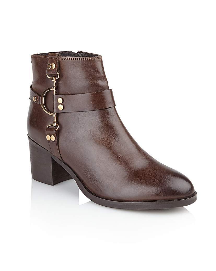 'bakersfield' Ladies Ankle Boots - predominant colour: chocolate brown; occasions: casual, creative work; material: leather; heel height: mid; embellishment: buckles; heel: block; toe: round toe; boot length: ankle boot; style: standard; finish: plain; pattern: plain; season: a/w 2015
