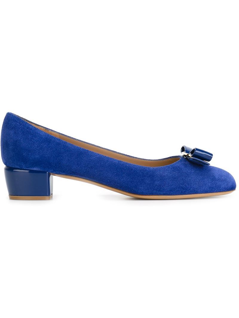 'vara' Pumps, Women's, Size: 4.5, Blue - predominant colour: royal blue; occasions: work, creative work; material: suede; heel height: mid; heel: block; toe: round toe; style: courts; finish: plain; pattern: plain; embellishment: bow; season: a/w 2015