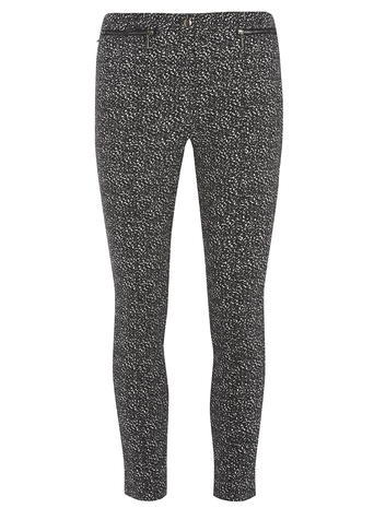 Womens Black Scatter Print Trousers Black - length: standard; pattern: plain; waist: mid/regular rise; predominant colour: black; occasions: casual, creative work; fit: skinny/tight leg; pattern type: fabric; texture group: woven light midweight; style: standard; fibres: viscose/rayon - mix; pattern size: big & busy (bottom); season: a/w 2015