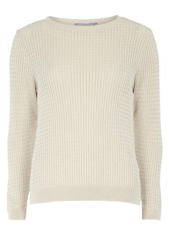 Womens Petite Stone Mini Cable Jumper Stone - style: standard; pattern: cable knit; predominant colour: stone; occasions: casual; length: standard; fibres: acrylic - 100%; fit: standard fit; neckline: crew; sleeve length: long sleeve; sleeve style: standard; texture group: knits/crochet; pattern type: knitted - fine stitch; pattern size: standard; season: a/w 2015