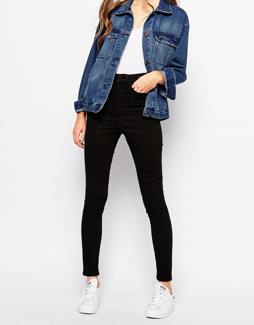 Anika High Rise Skinny Jean True Black - style: skinny leg; length: standard; pattern: plain; waist: high rise; pocket detail: traditional 5 pocket; predominant colour: black; occasions: casual; fibres: cotton - stretch; texture group: denim; pattern type: fabric; season: a/w 2015