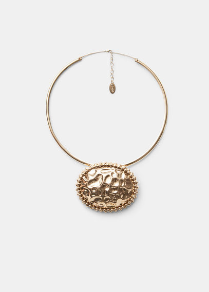 Metallic Rigid Choker - predominant colour: gold; occasions: casual, evening, creative work; style: pendant; length: short; size: large/oversized; material: chain/metal; finish: metallic; embellishment: chain/metal; season: a/w 2015