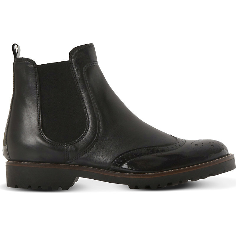 Chelsea Leather Brogue Ankle Boots, Women's, Eur 41 / 8 Uk Women, Black Leather Mix - predominant colour: black; occasions: casual, creative work; material: leather; heel height: flat; heel: block; toe: round toe; boot length: ankle boot; style: standard; finish: plain; pattern: plain; shoe detail: tread; season: a/w 2015