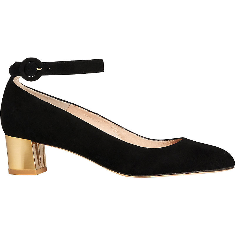 Parka Leather Courts, Women's, Eur 41 / 8 Uk Women, Bla Black - secondary colour: gold; predominant colour: black; occasions: casual, creative work; material: suede; heel height: mid; ankle detail: ankle strap; heel: block; toe: round toe; style: courts; finish: plain; pattern: colourblock; season: a/w 2015