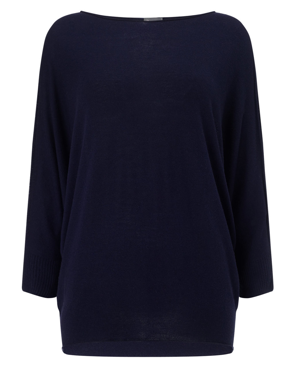 Becca Batwing Knit - neckline: slash/boat neckline; sleeve style: dolman/batwing; pattern: plain; length: below the bottom; style: standard; predominant colour: navy; occasions: casual, creative work; fibres: cotton - mix; fit: loose; sleeve length: long sleeve; texture group: knits/crochet; pattern type: knitted - fine stitch; season: a/w 2015