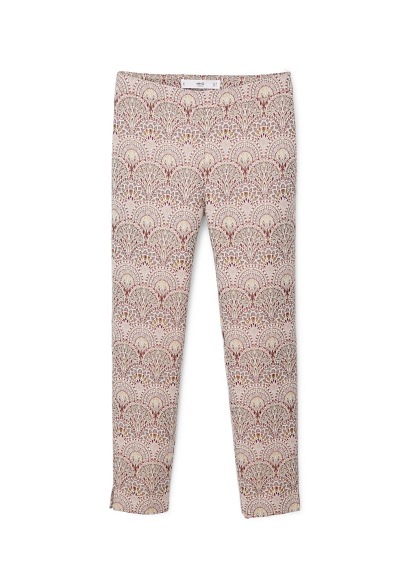 Jacquard Cotton Trousers - waist: mid/regular rise; secondary colour: chocolate brown; predominant colour: nude; occasions: casual, creative work; length: ankle length; fibres: cotton - 100%; fit: slim leg; pattern type: fabric; pattern: patterned/print; texture group: brocade/jacquard; style: standard; pattern size: standard (bottom); season: a/w 2015