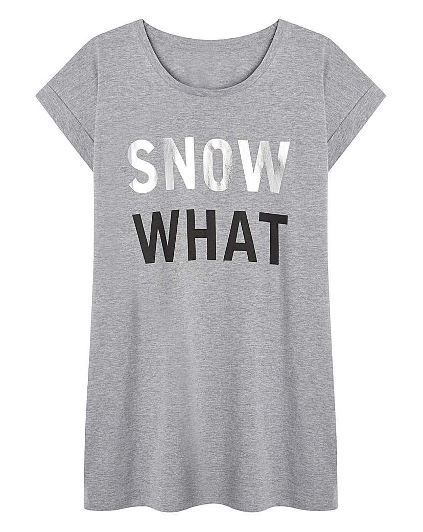 Snow What Logo T Shirt - sleeve style: capped; style: t-shirt; secondary colour: silver; predominant colour: mid grey; occasions: casual; length: standard; fibres: cotton - stretch; fit: loose; neckline: crew; sleeve length: short sleeve; pattern type: fabric; pattern size: standard; texture group: jersey - stretchy/drapey; pattern: graphic/slogan; season: a/w 2015