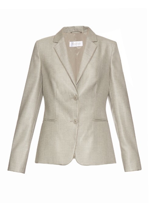 Aerovia Jacket - pattern: plain; style: single breasted blazer; length: below the bottom; collar: standard lapel/rever collar; predominant colour: gold; occasions: casual, creative work; fit: tailored/fitted; fibres: wool - mix; sleeve length: long sleeve; sleeve style: standard; collar break: medium; pattern type: fabric; texture group: woven light midweight; season: a/w 2015