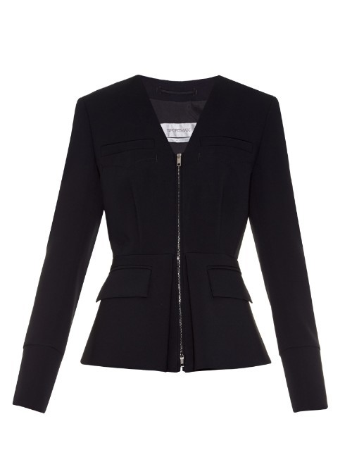Stop Jacket - pattern: plain; style: single breasted blazer; collar: standard lapel/rever collar; predominant colour: black; occasions: work; length: standard; fit: tailored/fitted; fibres: polyester/polyamide - mix; sleeve length: long sleeve; sleeve style: standard; collar break: medium; pattern type: fabric; texture group: woven light midweight; season: a/w 2015