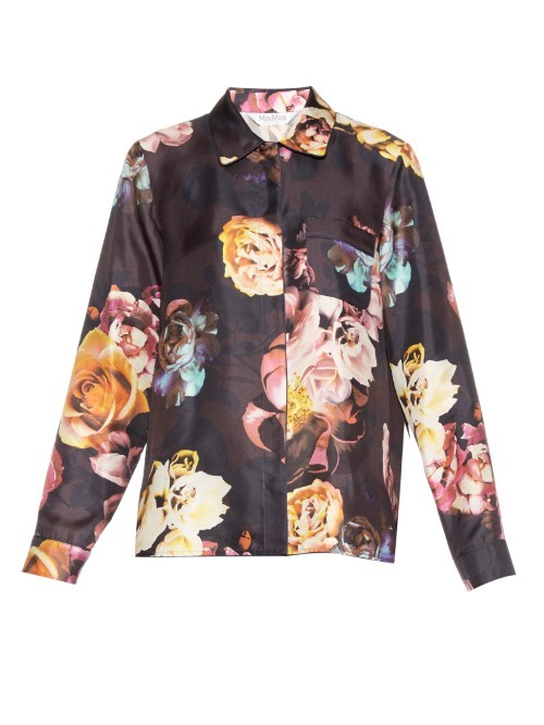 Miretta Shirt - neckline: shirt collar/peter pan/zip with opening; style: shirt; secondary colour: primrose yellow; predominant colour: black; occasions: casual, creative work; length: standard; fibres: silk - 100%; fit: body skimming; sleeve length: long sleeve; sleeve style: standard; pattern type: fabric; pattern: florals; texture group: other - light to midweight; pattern size: big & busy (top); multicoloured: multicoloured; season: a/w 2015
