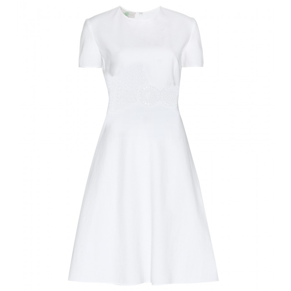 Cotton Dress - style: shift; pattern: plain; predominant colour: white; occasions: evening; length: just above the knee; fit: soft a-line; fibres: cotton - 100%; neckline: crew; sleeve length: short sleeve; sleeve style: standard; pattern type: fabric; texture group: jersey - stretchy/drapey; season: a/w 2015