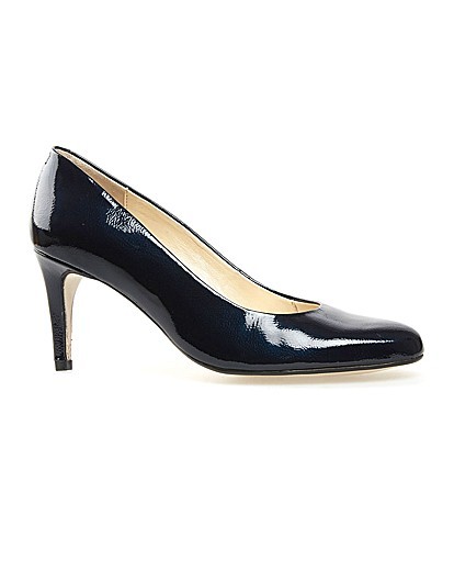 Trinity Marine Navy Feature - predominant colour: navy; occasions: work; material: leather; heel height: mid; heel: standard; toe: round toe; style: courts; finish: patent; pattern: plain; season: a/w 2015