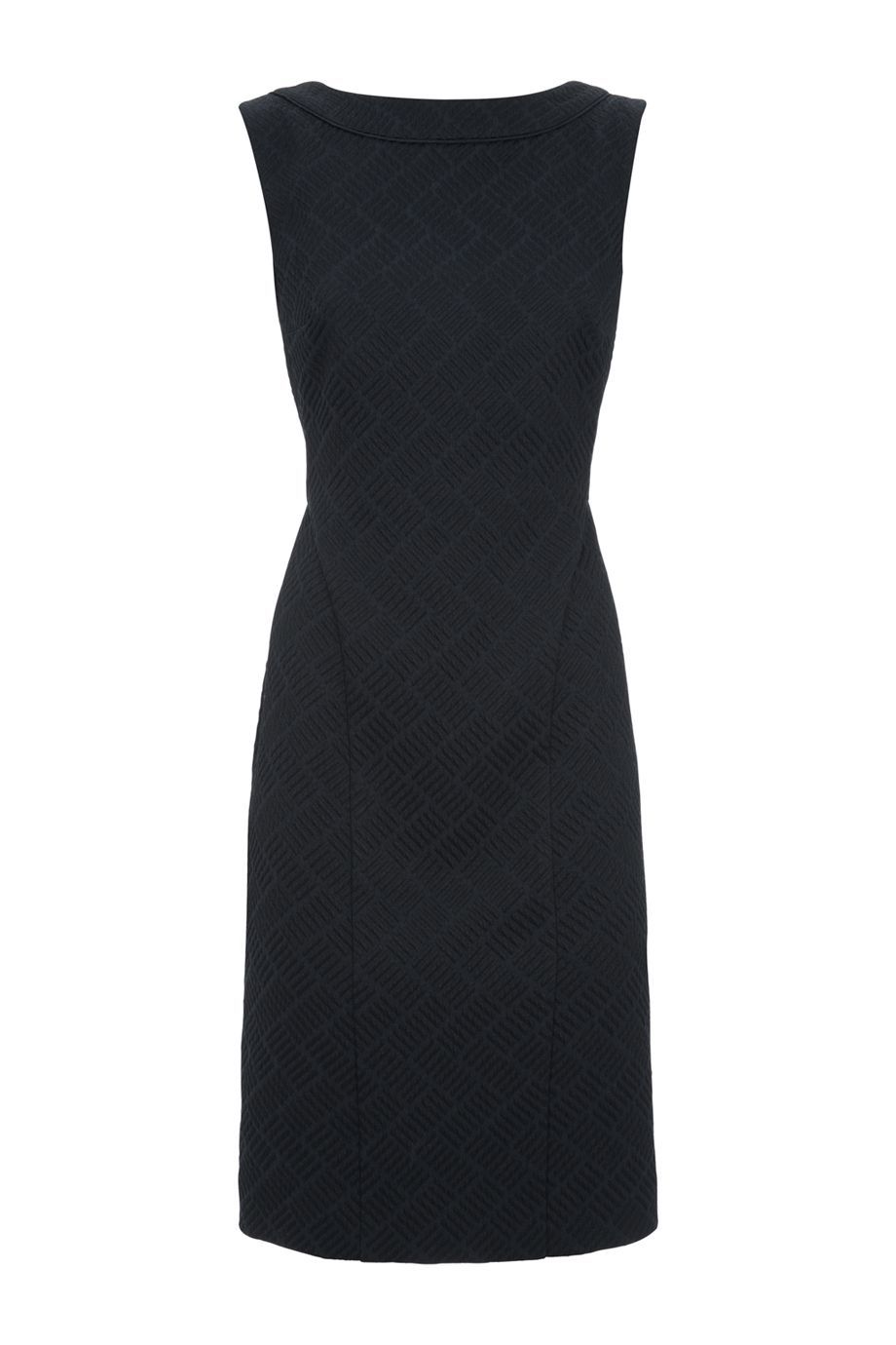Cora Dress, Navy - style: shift; neckline: slash/boat neckline; fit: tailored/fitted; pattern: plain; sleeve style: sleeveless; predominant colour: navy; occasions: evening, occasion; length: just above the knee; fibres: sheepskin - 100%; sleeve length: sleeveless; pattern type: fabric; texture group: woven light midweight; season: a/w 2015; wardrobe: event