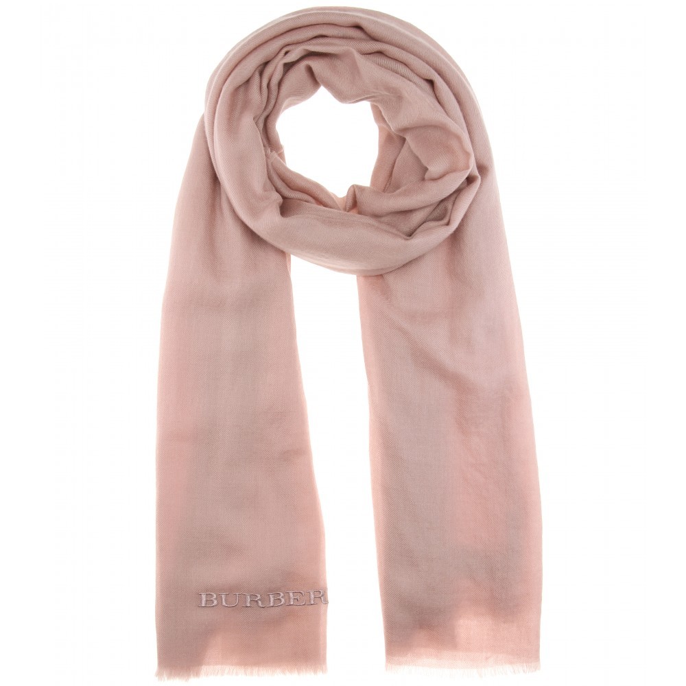 Embroidered Cashmere Scarf - predominant colour: blush; occasions: casual; type of pattern: standard; style: regular; size: standard; pattern: plain; material: cashmere; season: a/w 2015; trends: pink aw 15